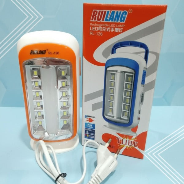 Ruilang RL-130 Rechargeable Portable LED Emergency Light – Super Bright Tube Lamp, Built-in 1200mAh Battery, 2–5 Hrs Runtime, Long Lifespan SMD LED