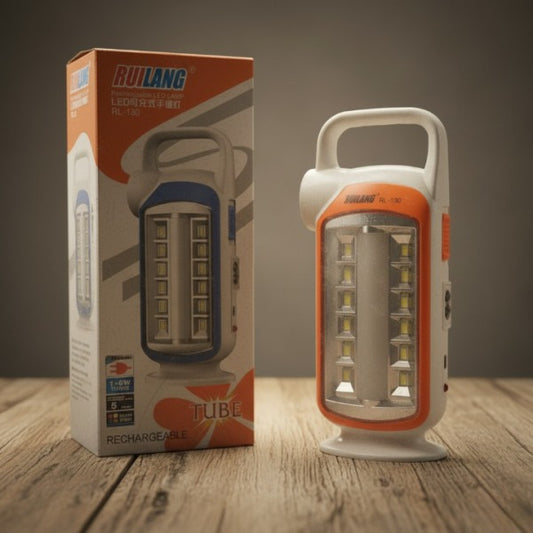 Ruilang RL-130 Rechargeable Portable LED Emergency Light – Super Bright Tube Lamp, Built-in 1200mAh Battery, 2–5 Hrs Runtime, Long Lifespan SMD LED