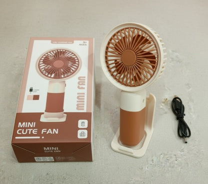 Mini Cute Fan – Portable Usb Rechargeable Handheld Cooling Fan For Kids & Adults, Stand/base Included (random Color)