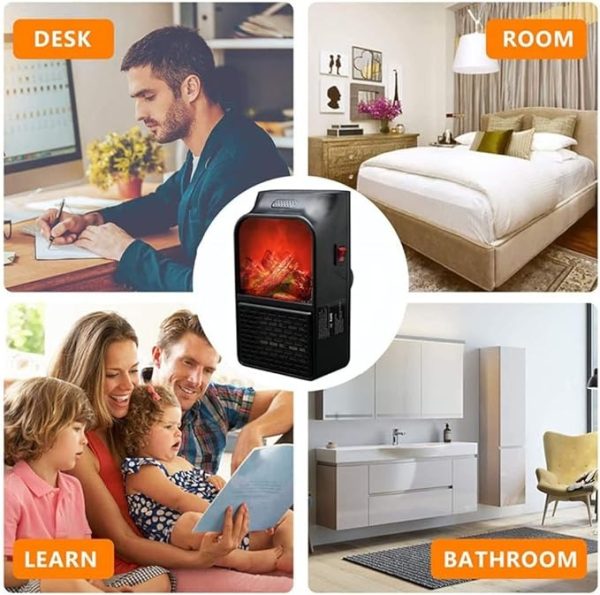 Flame Heater 1000w – Portable Electric Plug-in Room Heater With Flame Effect & Remote Control