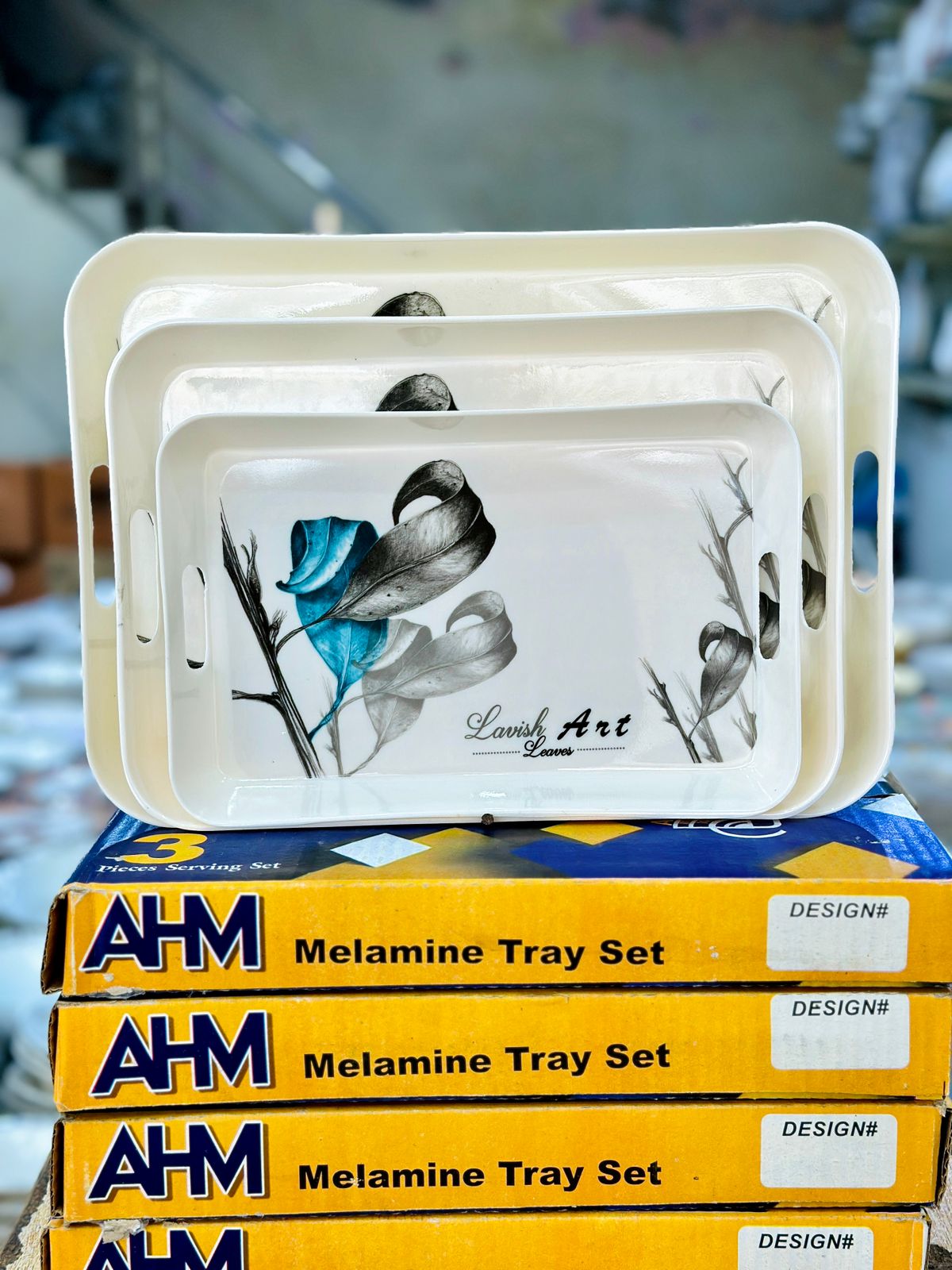 3-Piece Melamine Tray Set – Stylish & Durable Serving Solution